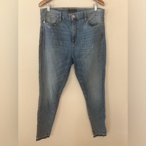 Sanctuary blue stretch raw hemline high rise skinny jeans 14W plus - Picture 8 of 8